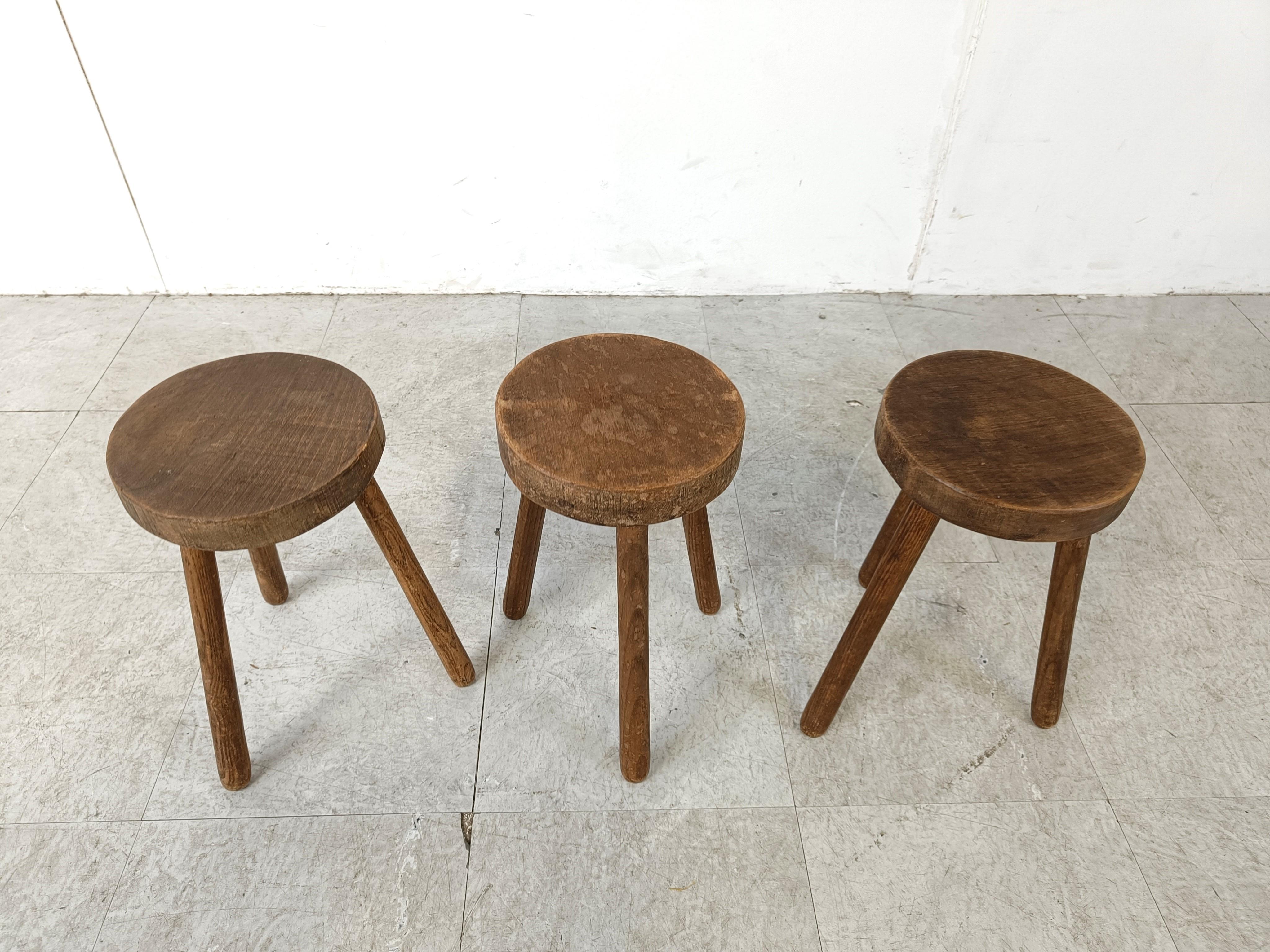 Vintage farmer stools, set of 3 11