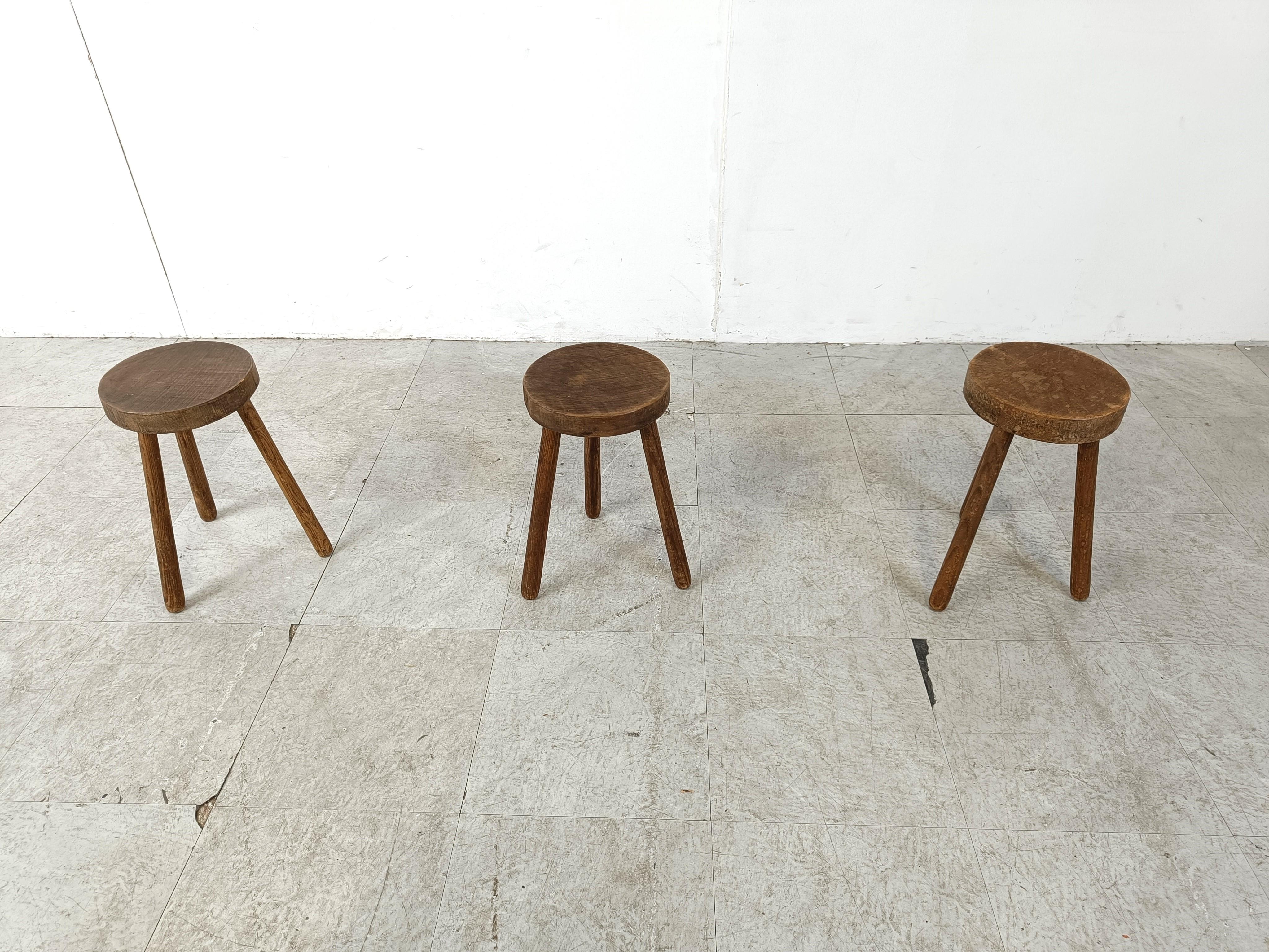 Rustic Vintage farmer stools, set of 3