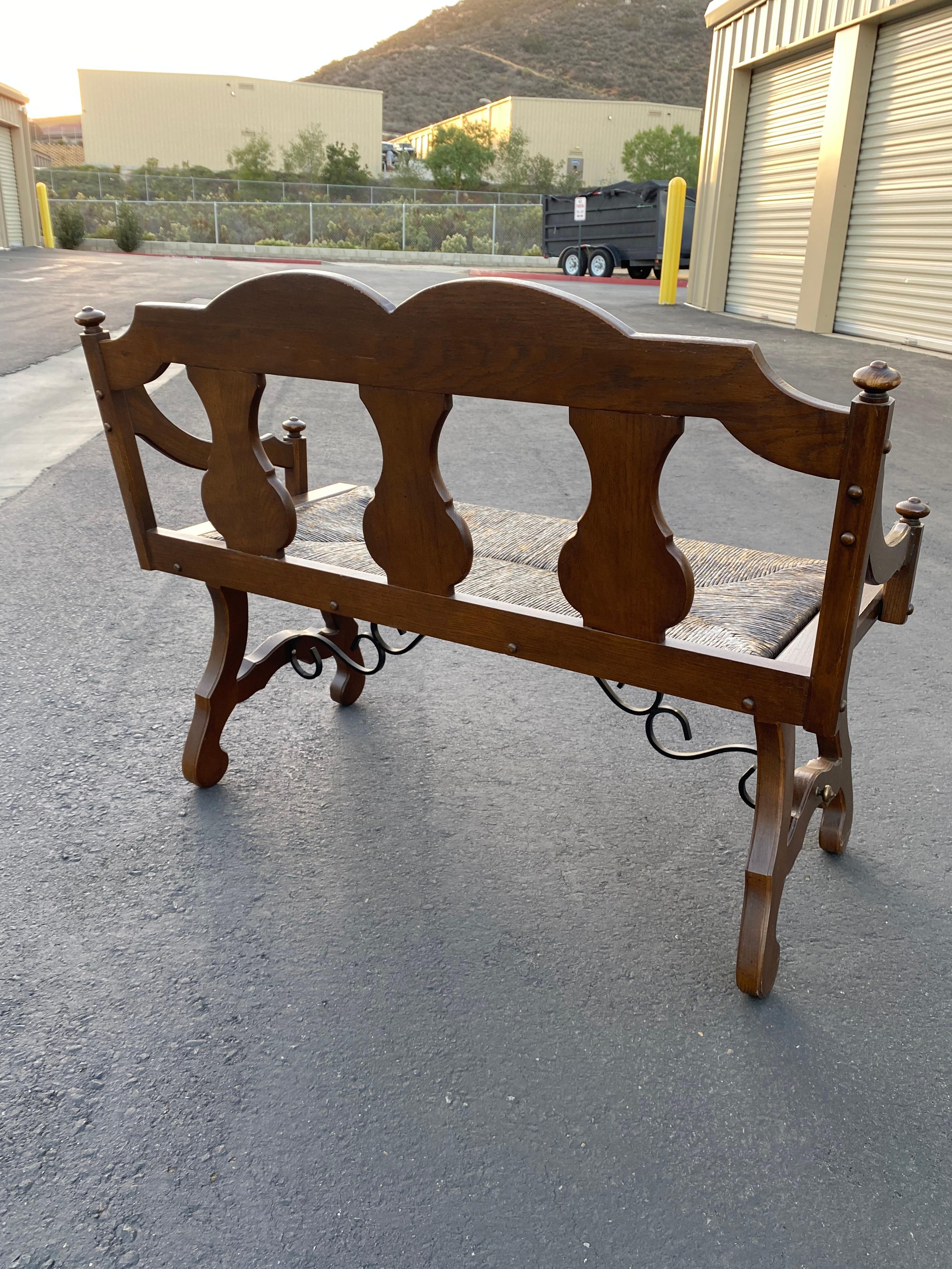 Mid-Century Modern Vintage Farmhouse Garden Indoor Outdoor Hallway Bench