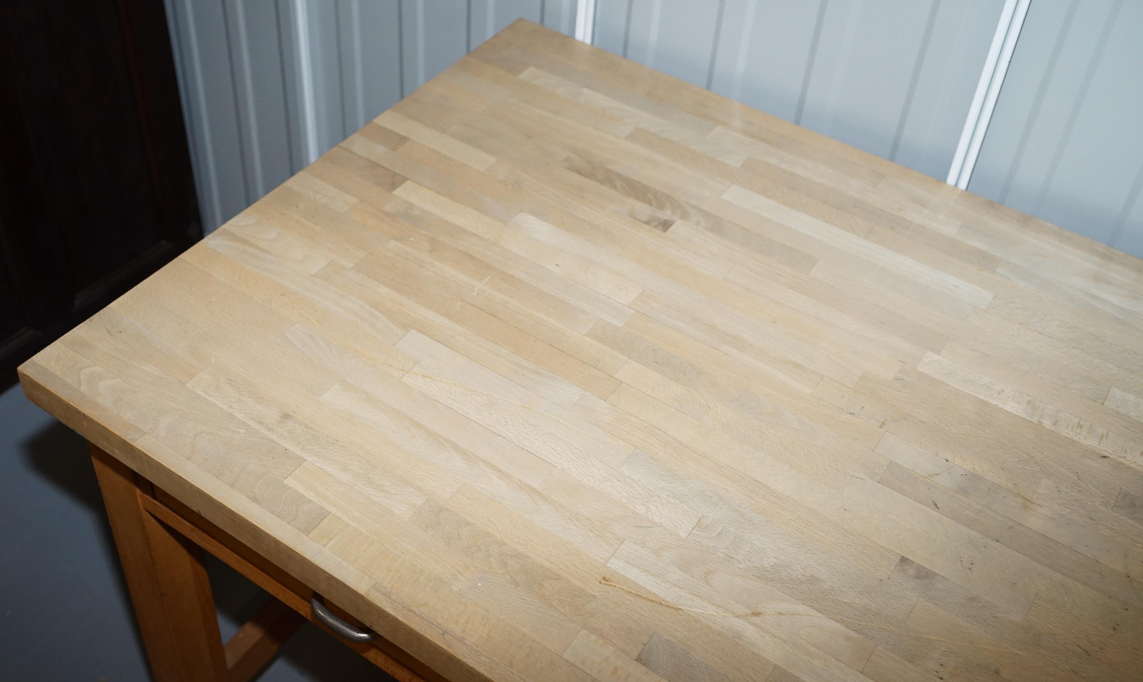 Modern Vintage Farmhouse Kitchen Dining Table Six-Drawer with Scrub Work Block Top