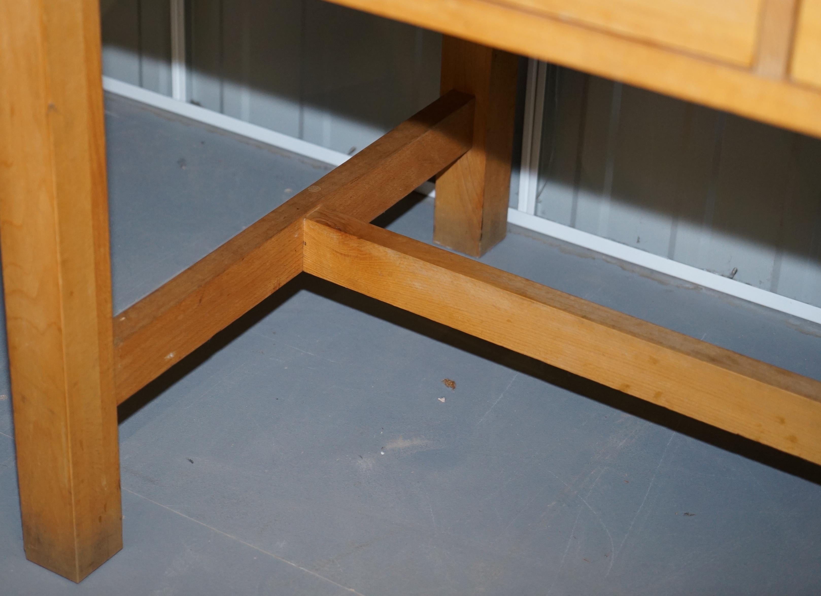English Vintage Farmhouse Kitchen Dining Table Six-Drawer with Scrub Work Block Top