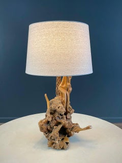 Vintage Farmhouse Live Edge Burl Wood Table Lamp