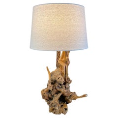 Vintage Farmhouse Live Edge Burl Wood Table Lamp