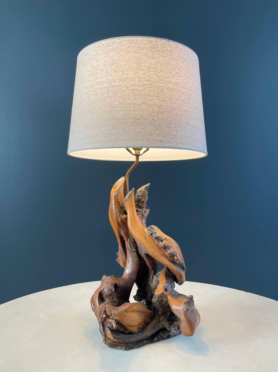 Other Vintage Farmhouse Live Edge Root Table Lamp For Sale
