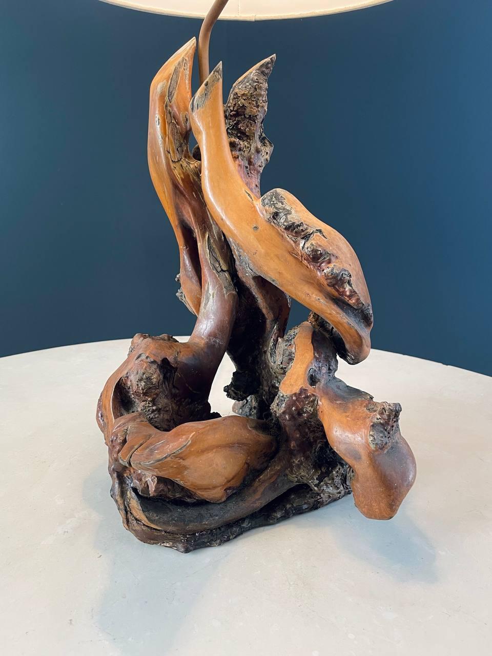 Vintage Farmhouse Live Edge Root Table Lamp For Sale 1