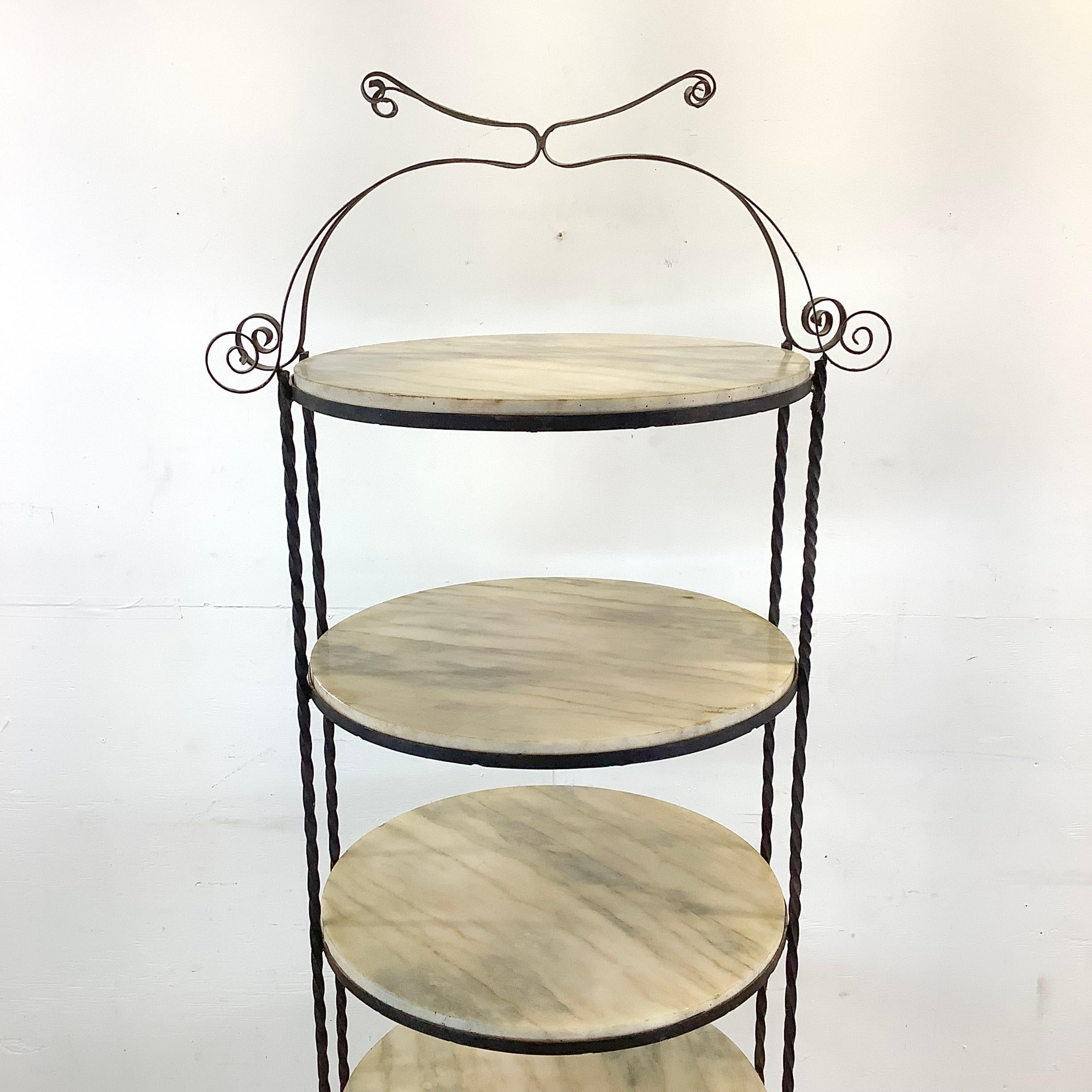 Unknown Vintage Farmhouse Shelf in Iron and Marble For Sale