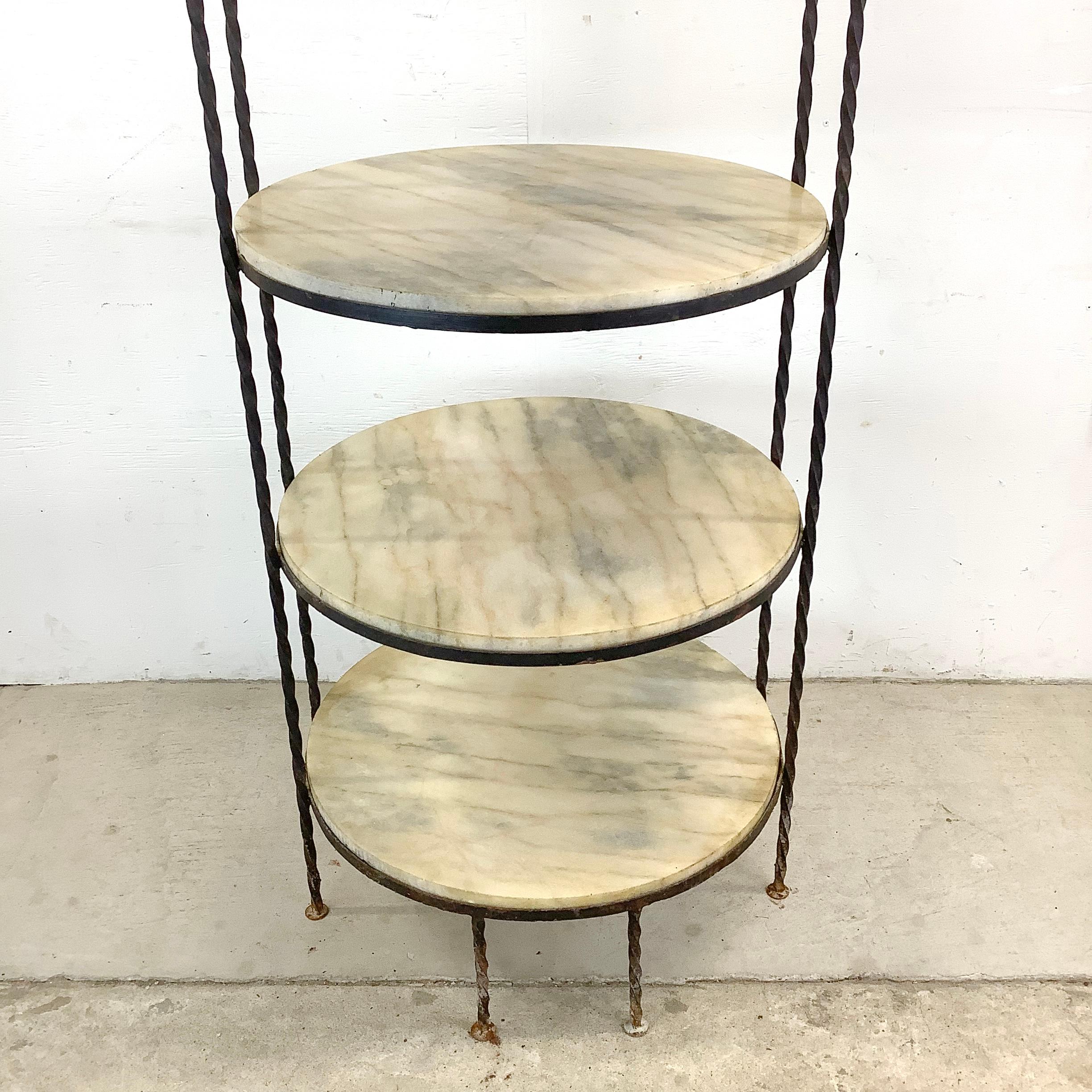 Other Vintage Farmhouse Shelf in Iron and Marble For Sale