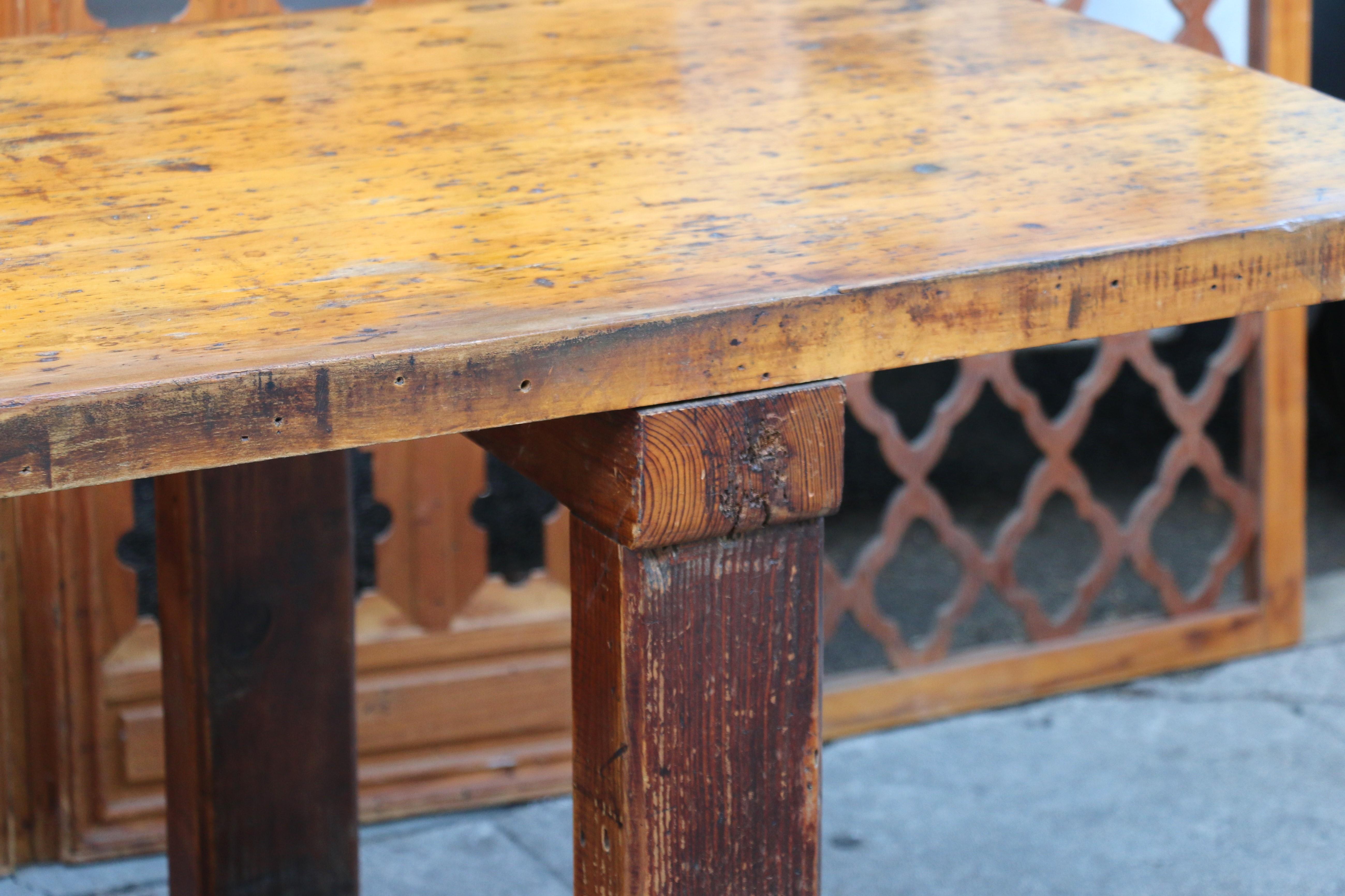 Tavolo in legno massiccio da fattoria vintage, anni '30 in vendita 8