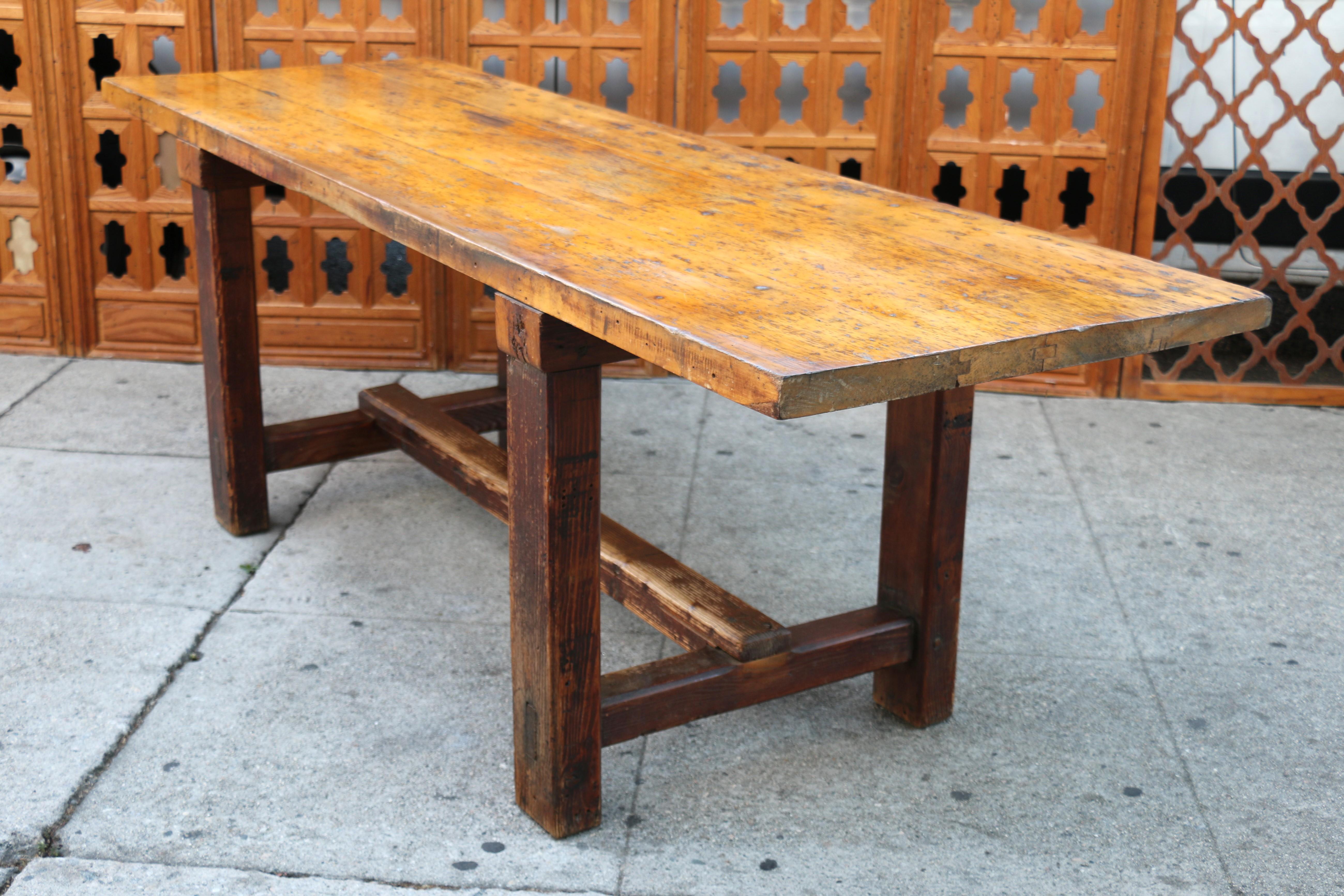 Americano Tavolo in legno massiccio da fattoria vintage, anni '30 in vendita