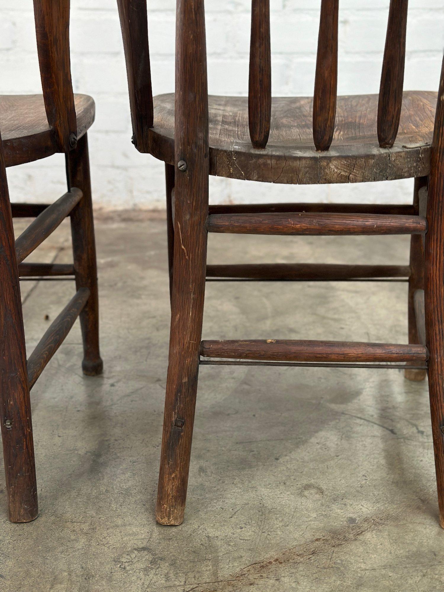 Vintage Farmhouse Spindle Chairs- Set of 4 For Sale 4