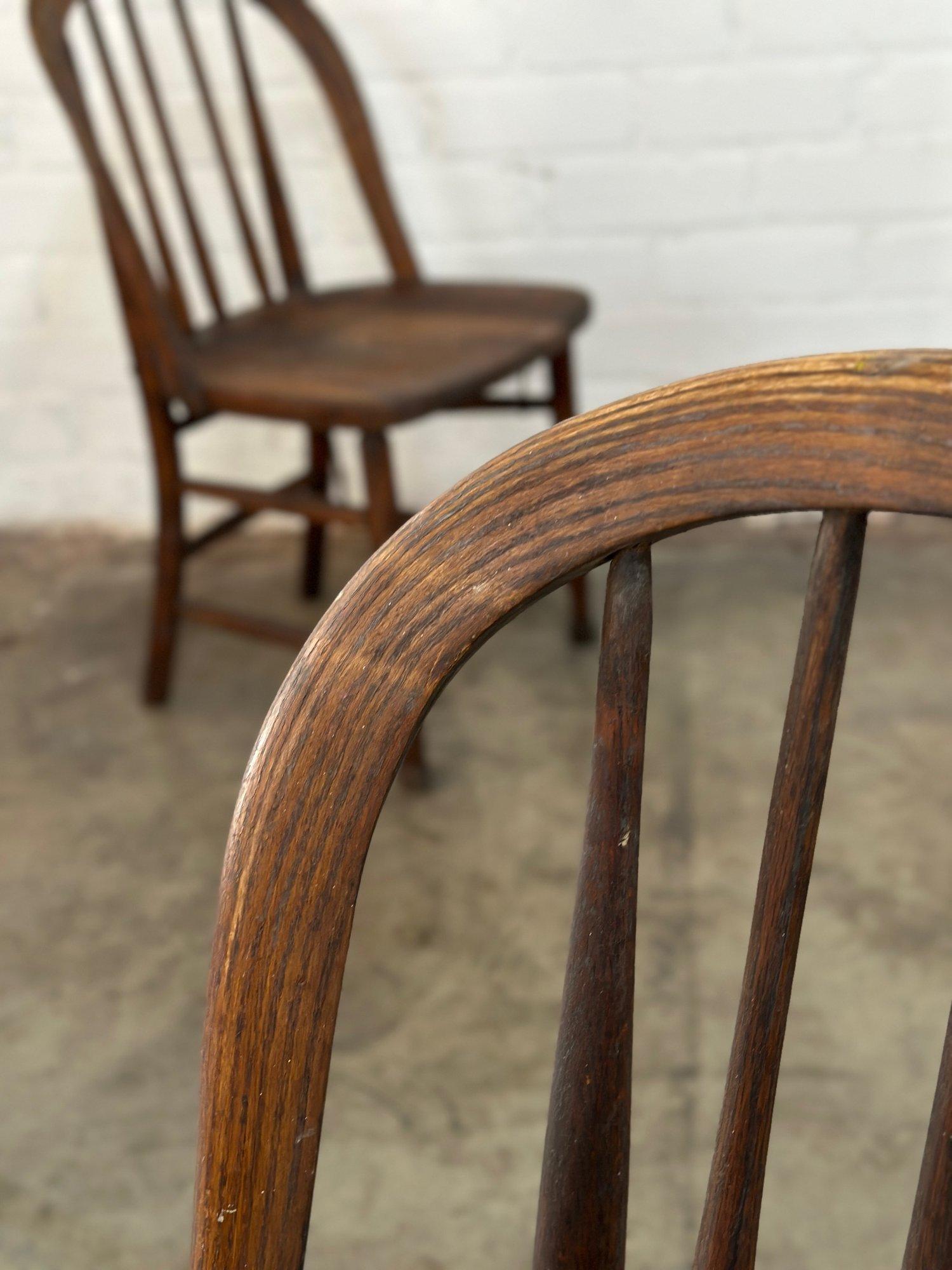 Vintage Farmhouse Spindle Chairs- Set of 4 In Good Condition For Sale In Los Angeles, CA