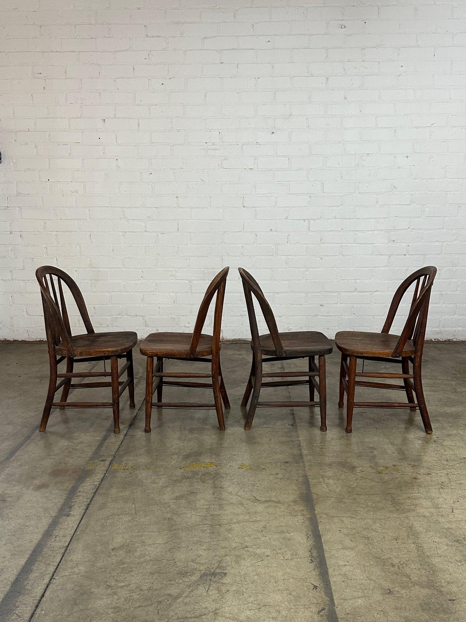 Wood Vintage Farmhouse Spindle Chairs- Set of 4 For Sale