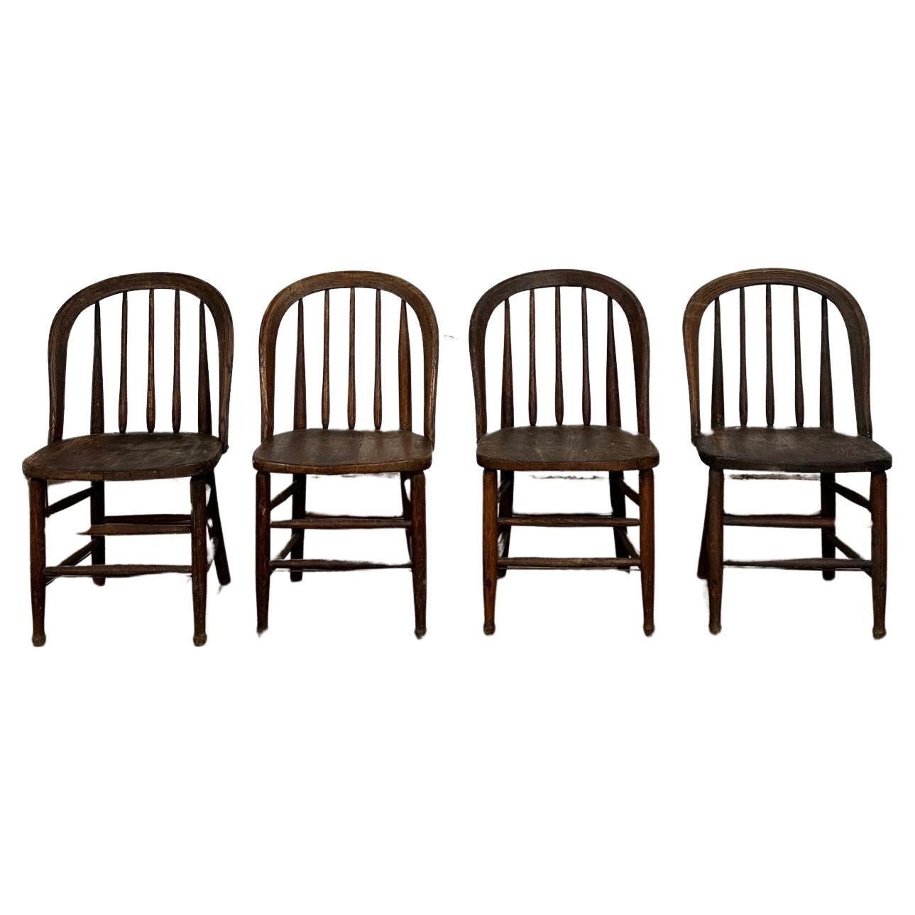 Vintage Farmhouse Spindle Chairs- Set of 4 For Sale