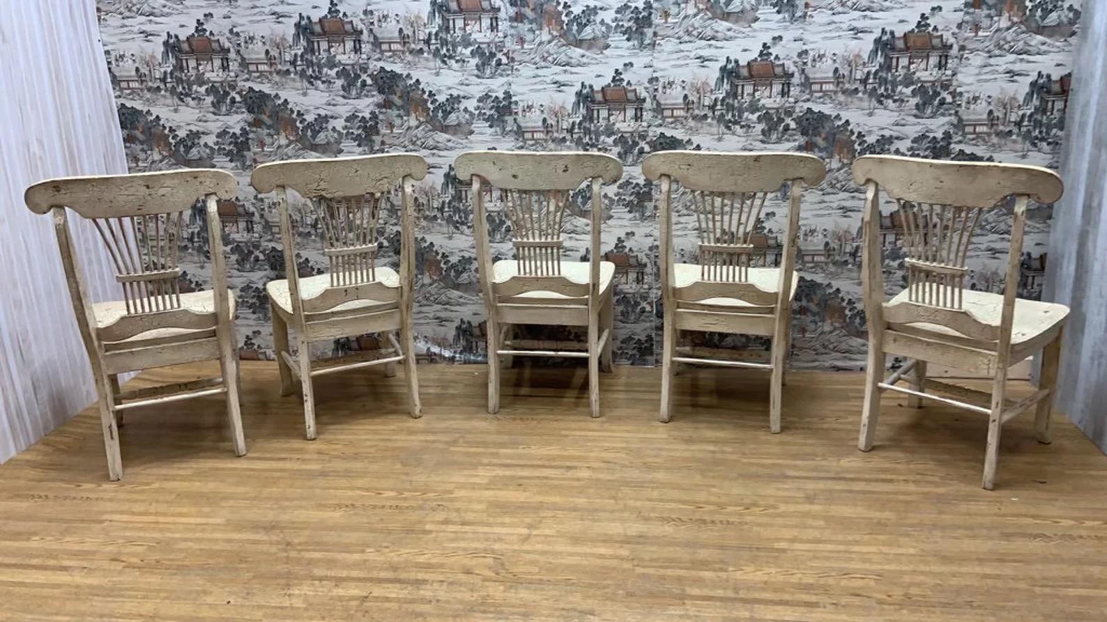 Legno Sedie da pranzo vintage in stile rustico - set da 5 in vendita