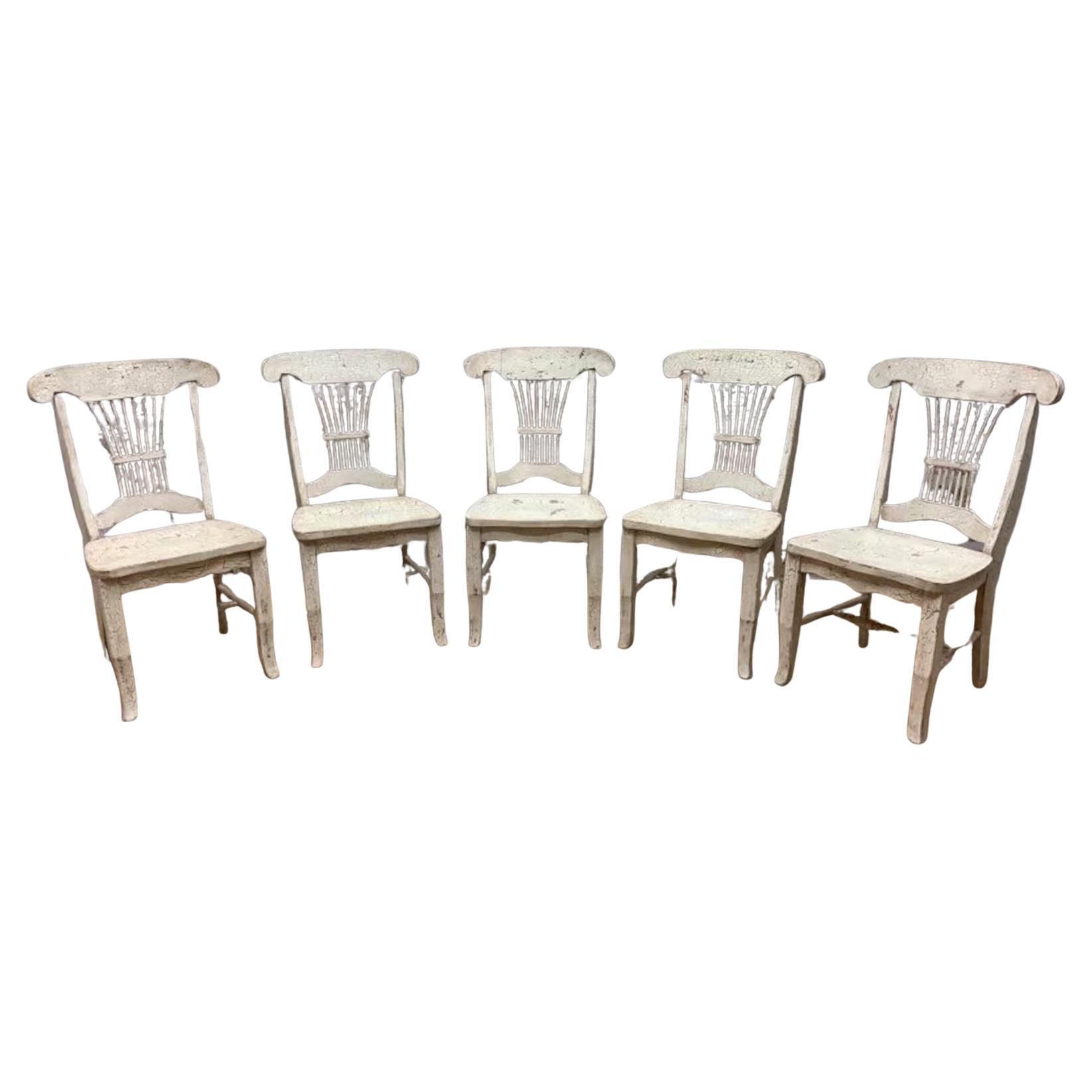 Vintage Farmhouse Style Distressed Dining Chairs - Set of 5