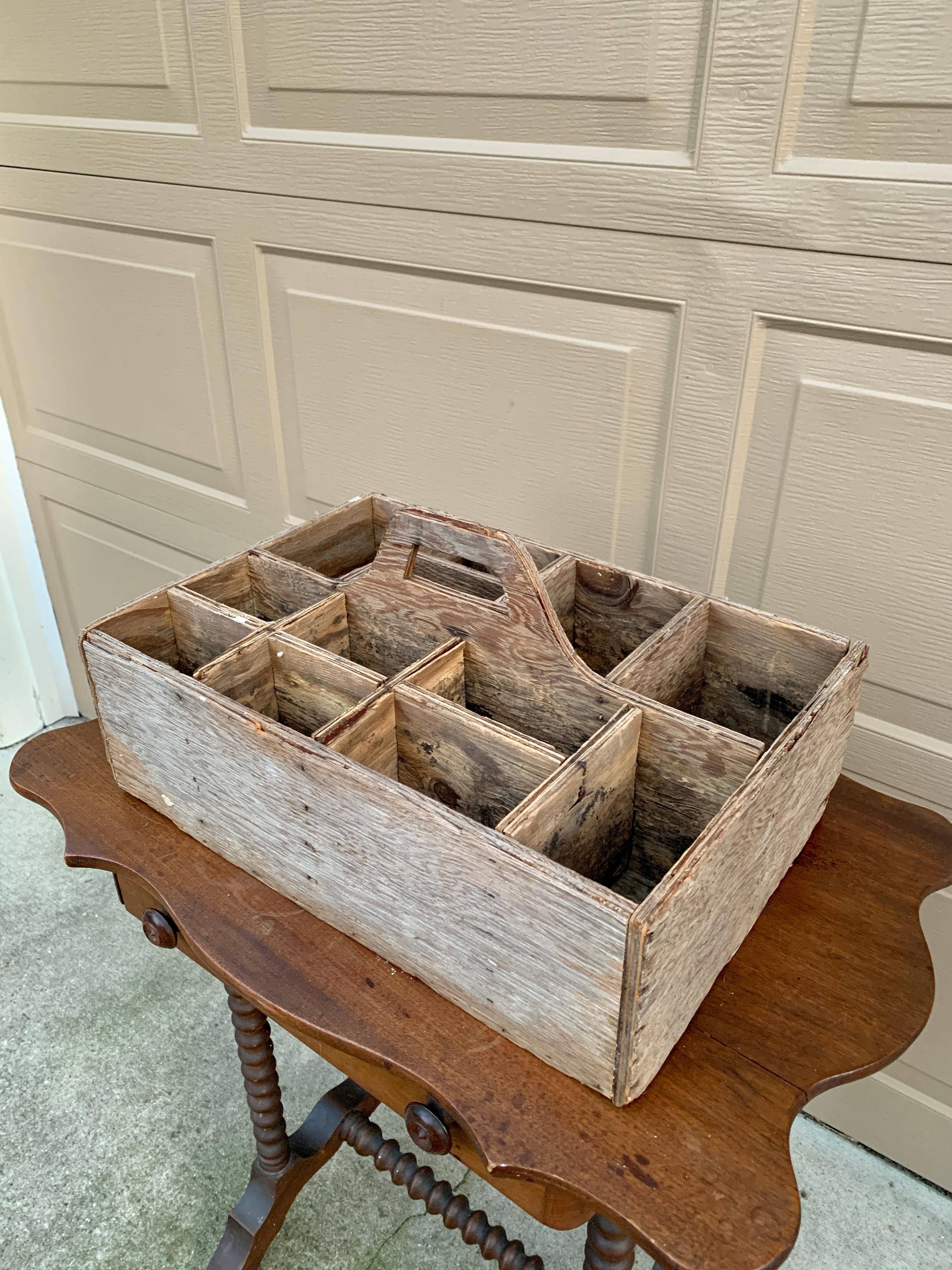 Country Vintage Farmhouse Wooden Toolbox Trug For Sale