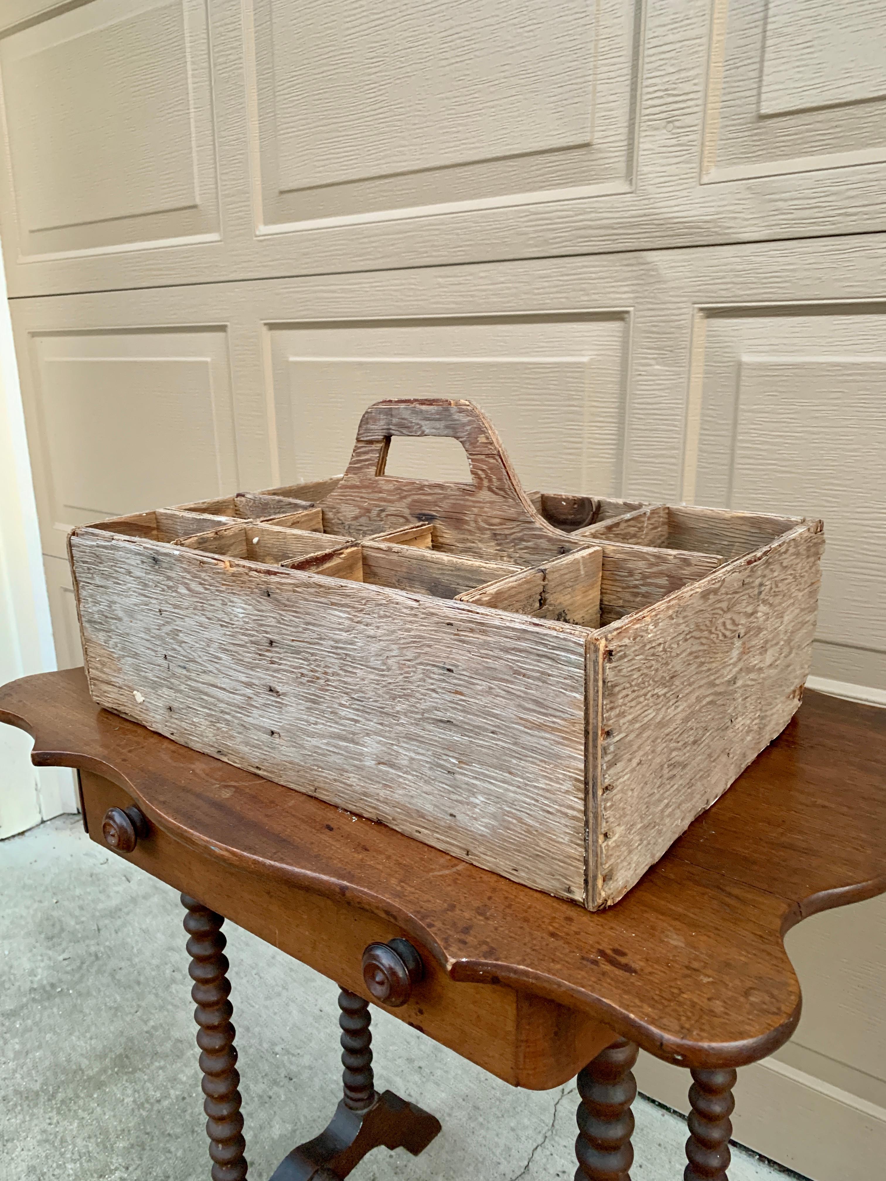 American Vintage Farmhouse Wooden Toolbox Trug For Sale