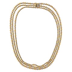 Vintage Faro Italian 14k tricolor gold three layer necklace
