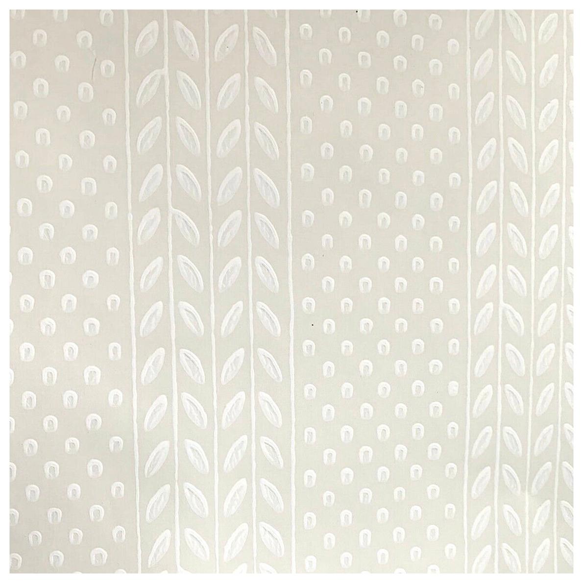Vintage Farrow and Ball the Polka Sprig Hand-Painted Wallpaper, Cream, Beige  For Sale
