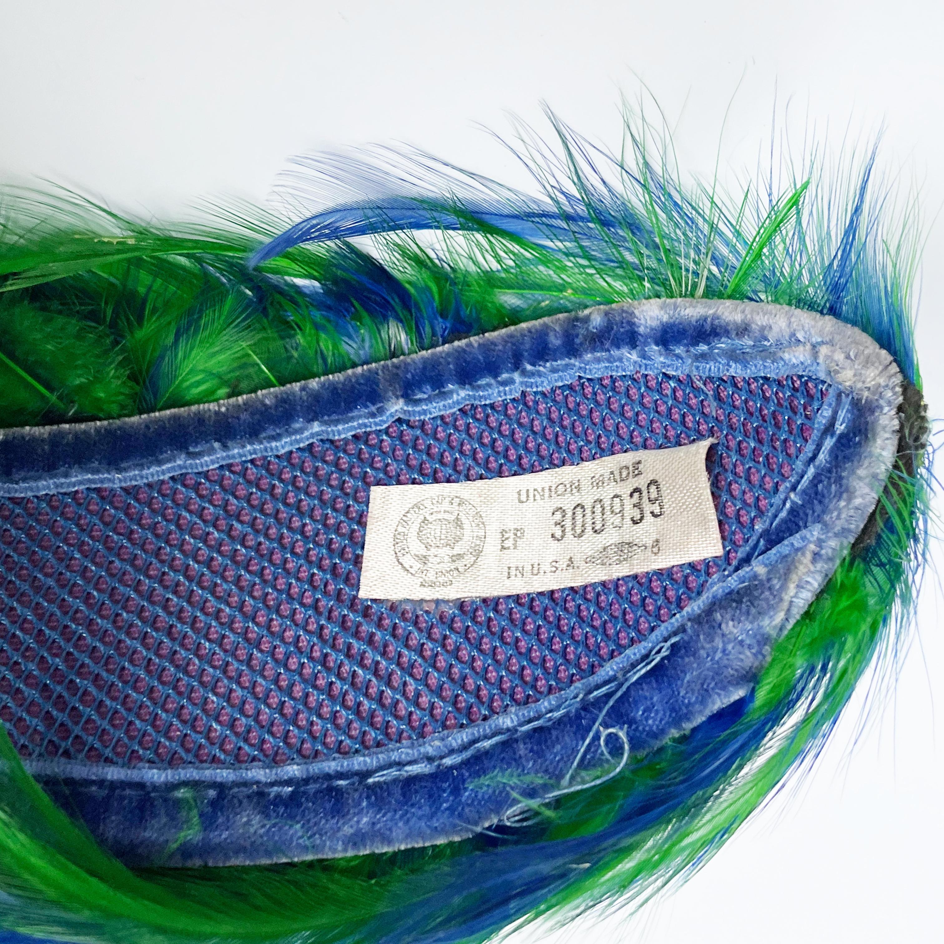 Feather Hat Fascinator Peacock Colors Blue Green Vintage OSFM 6