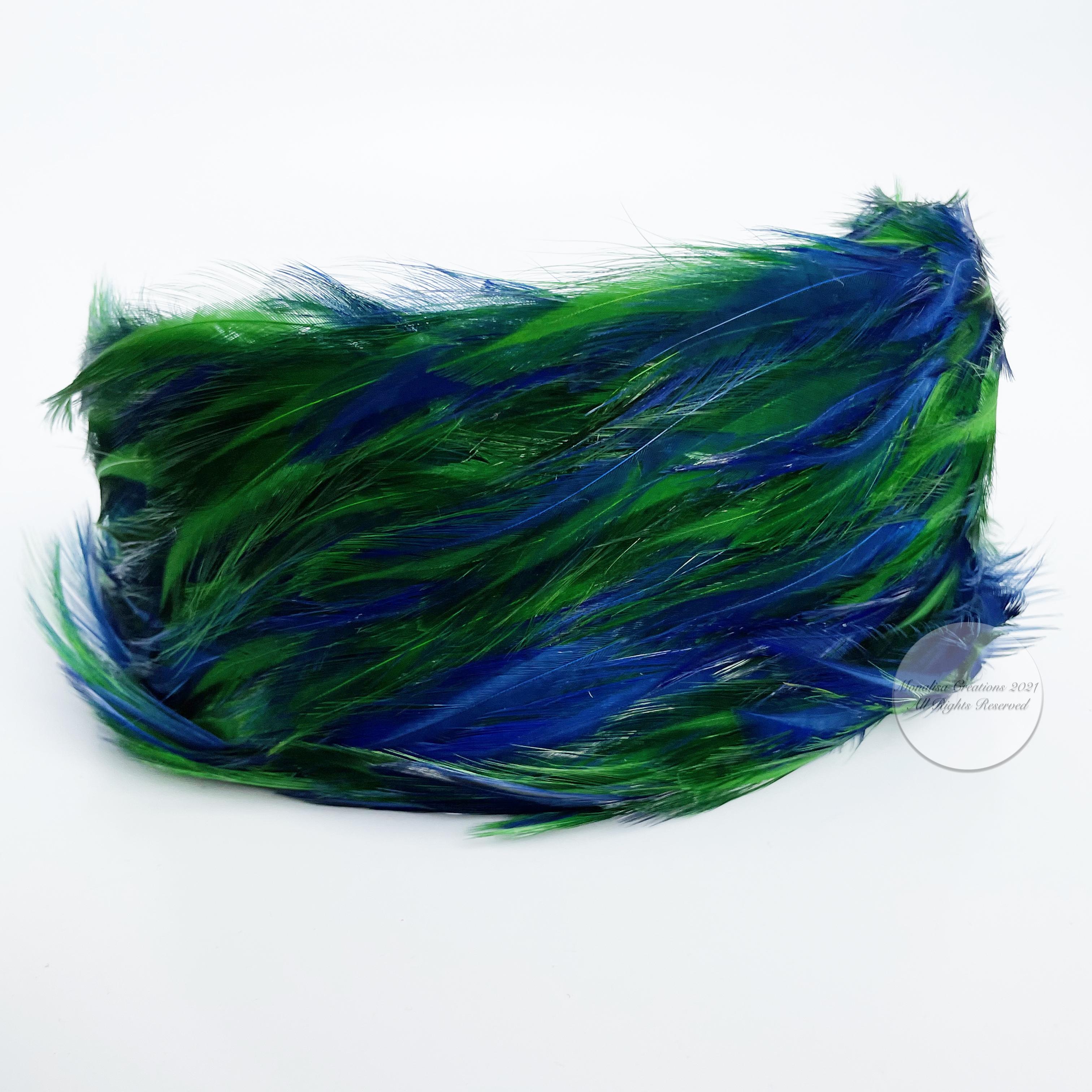 Feather Hat Fascinator Peacock Colors Blue Green Vintage OSFM 1