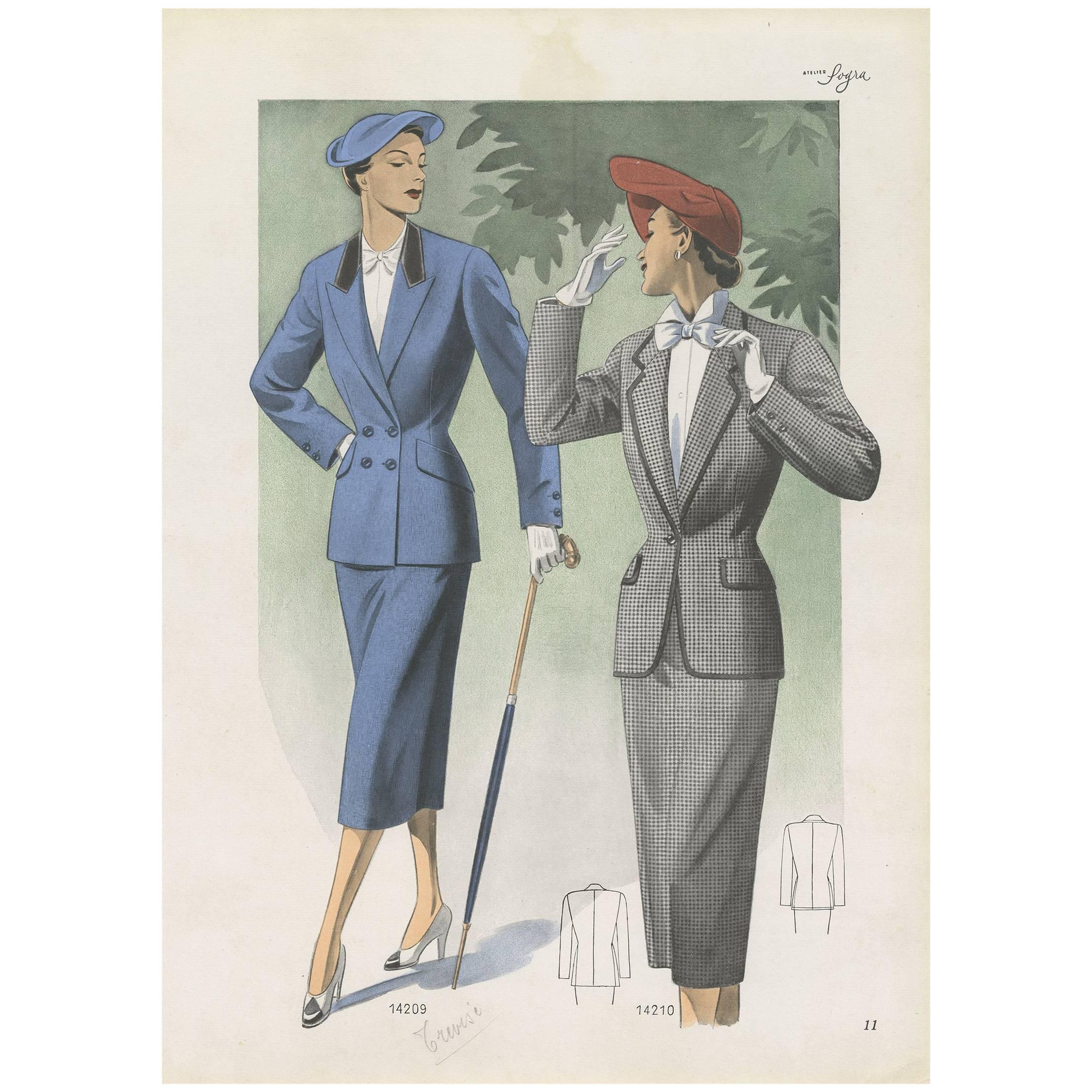 Affiche de mode vintage « pp. 14209 » publiée dans Ladies Styles, 1951