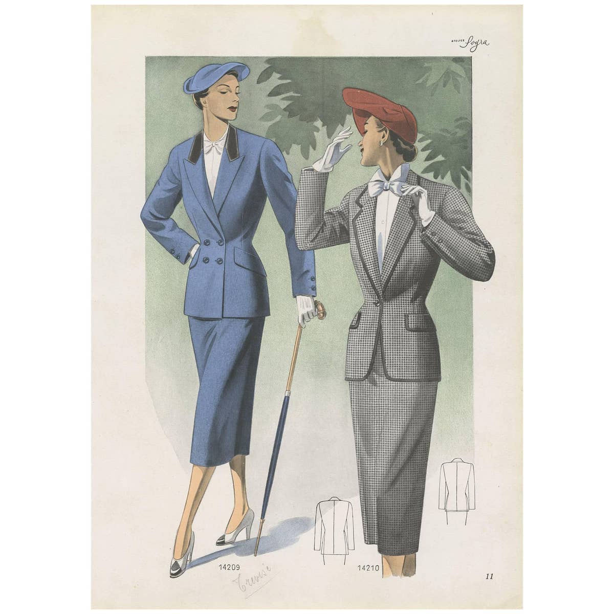 Vintage Fashion Print 'Pl. 14209' Published in Ladies Styles, 1951