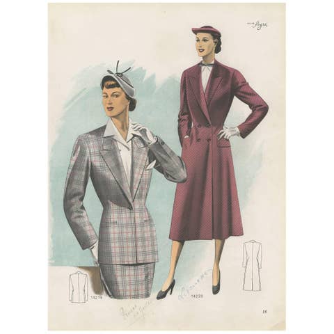 Vintage Fashion Print 'Pl. 14219' published in Ladies Styles, 1951