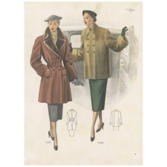 Vintage-Modedruck „Pl. 14305“, veröffentlicht im Damenstil, 1952