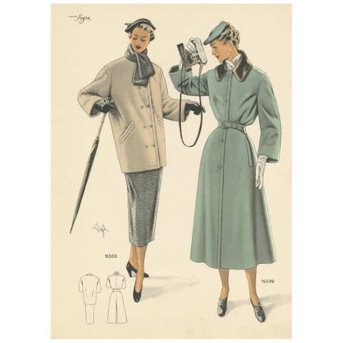 Vintage Fashion Print ‘Pl. 16508’ published in Le Tailleur Moderne, 1954