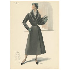 Impression de mode vintage 'Pl. 16528' publiée dans Le Tailleur Moderne, 1954