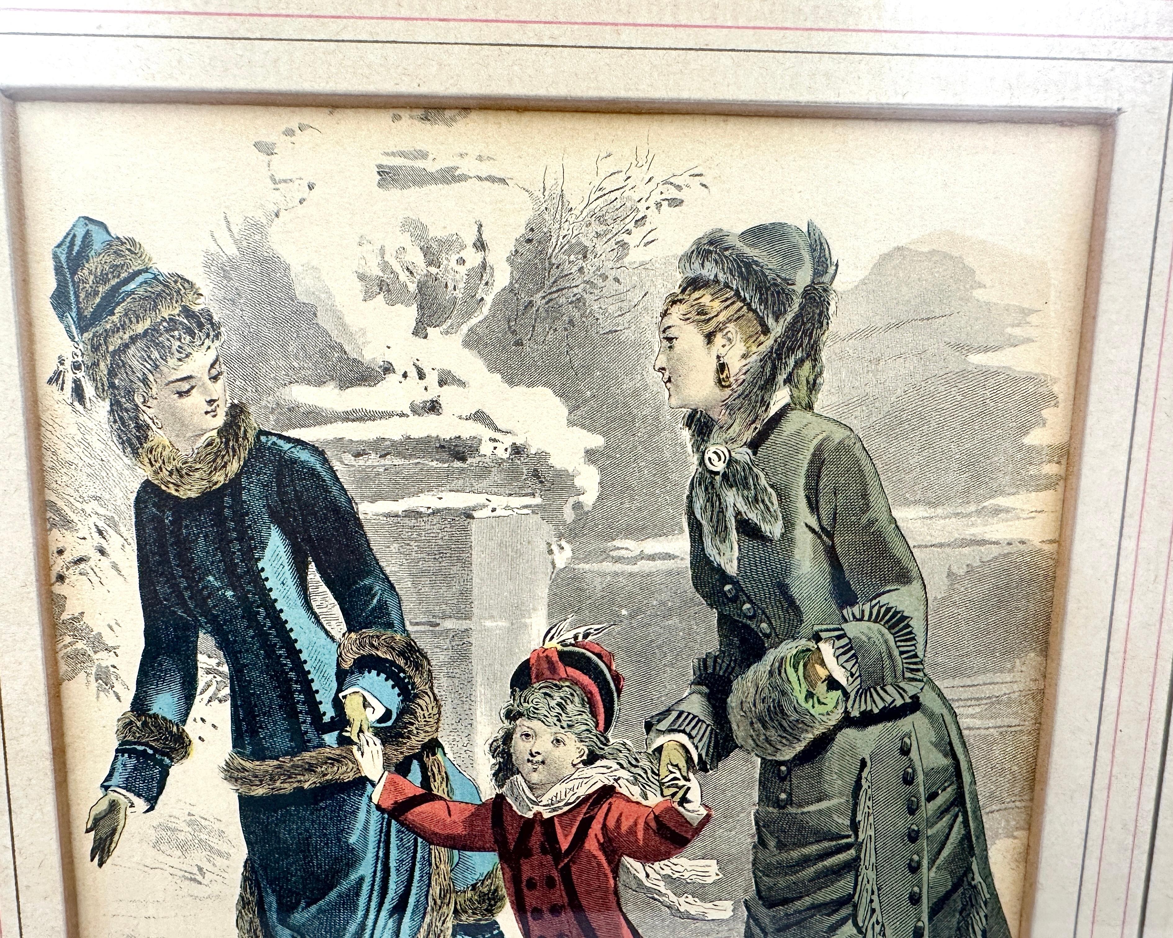 Vintage-Modedrucke in Rahmen Französische Mode, handbemalte Illustrationen, 1960 (Mitte des 20. Jahrhunderts) im Angebot