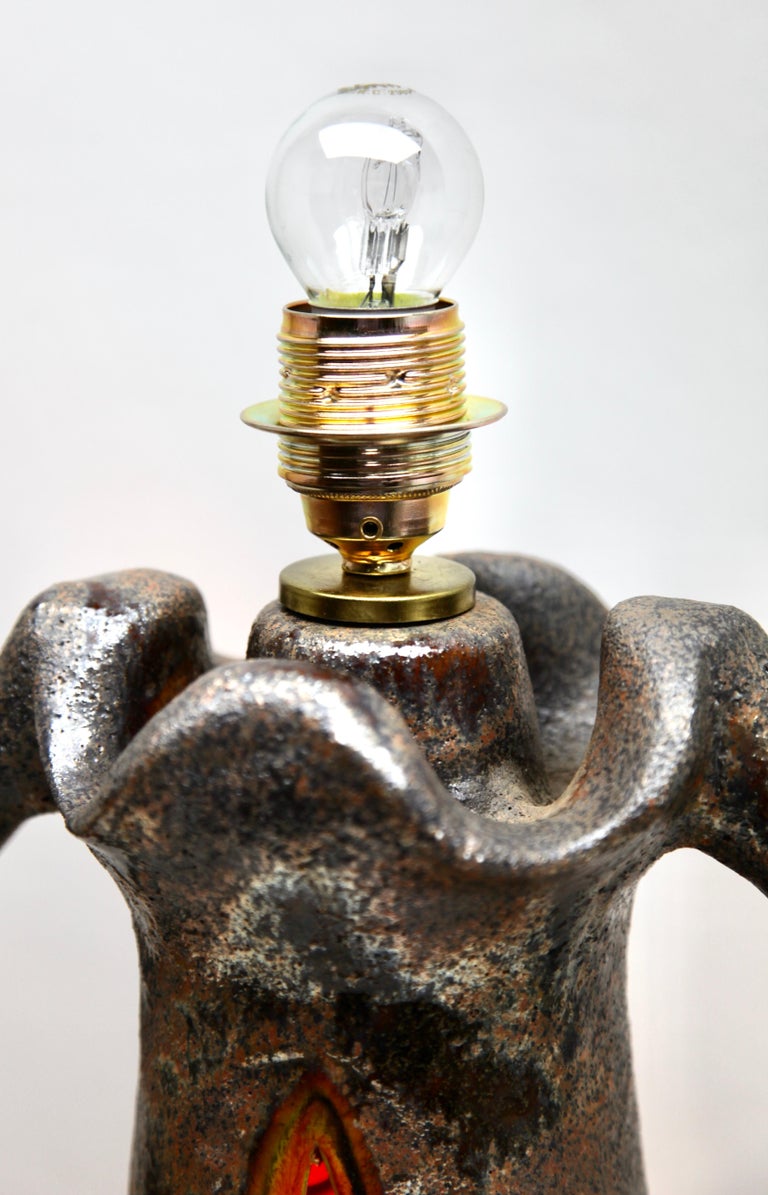 Vintage Fat Lava Floor Lamp Orange and Green DripGlazes by Walter