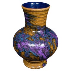 Vintage Fat Lava Posy Vase, German, Glazed Ceramic, Flower Pot, Mid Century