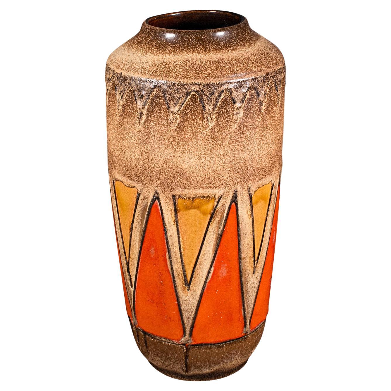 Vase vintage en lave grasse allemande, balustre en céramique, finition Magma, milieu du siècle, 1960