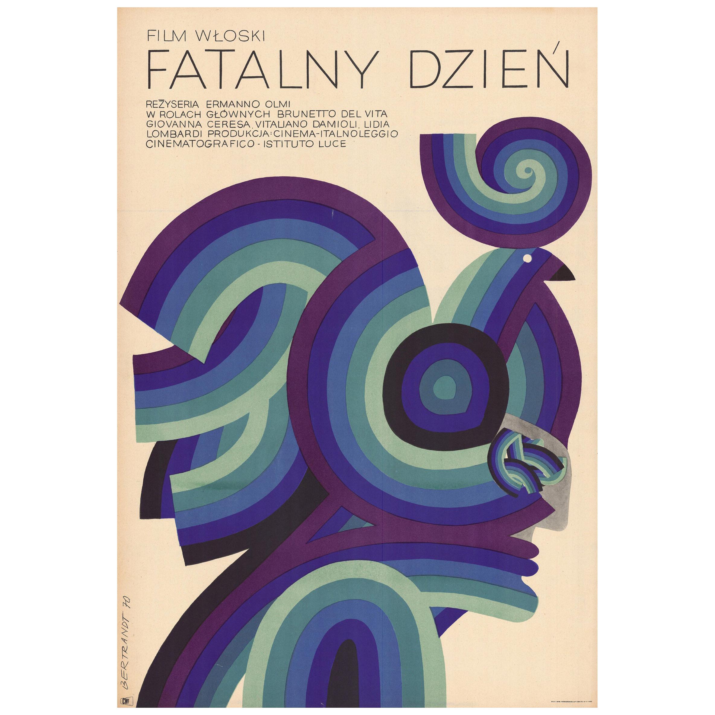 Vintage "Fatalny Dzień" Polish Movie Poster by Andrzej Bertrandt, 1970 For Sale