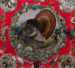 Hermès Silk Scarf, "Faune Et Flore Du Texas" by Kermit Oliver in Red