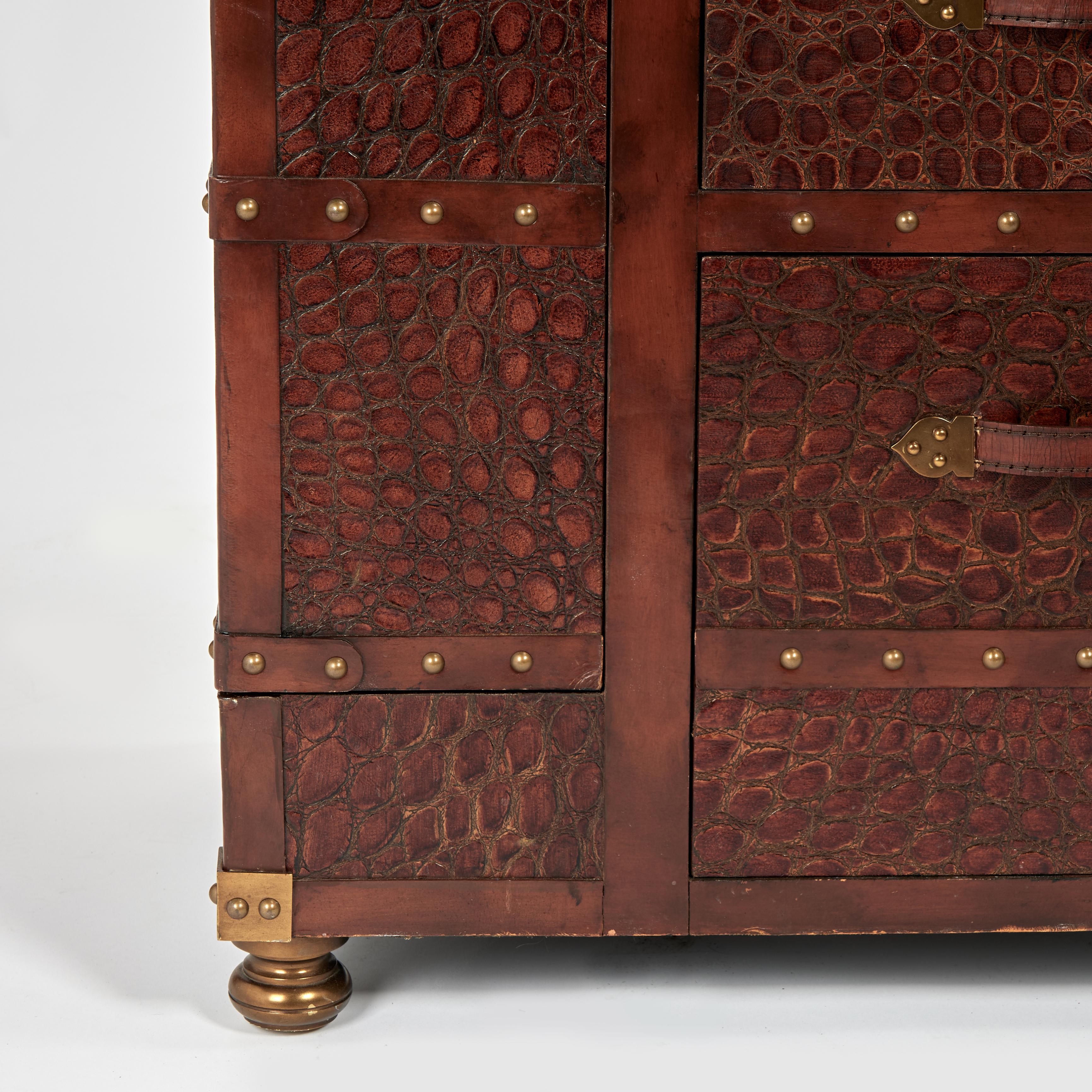 Vintage Faux Alligator Steamer Trunk Bar by Maitland Smith For Sale 2