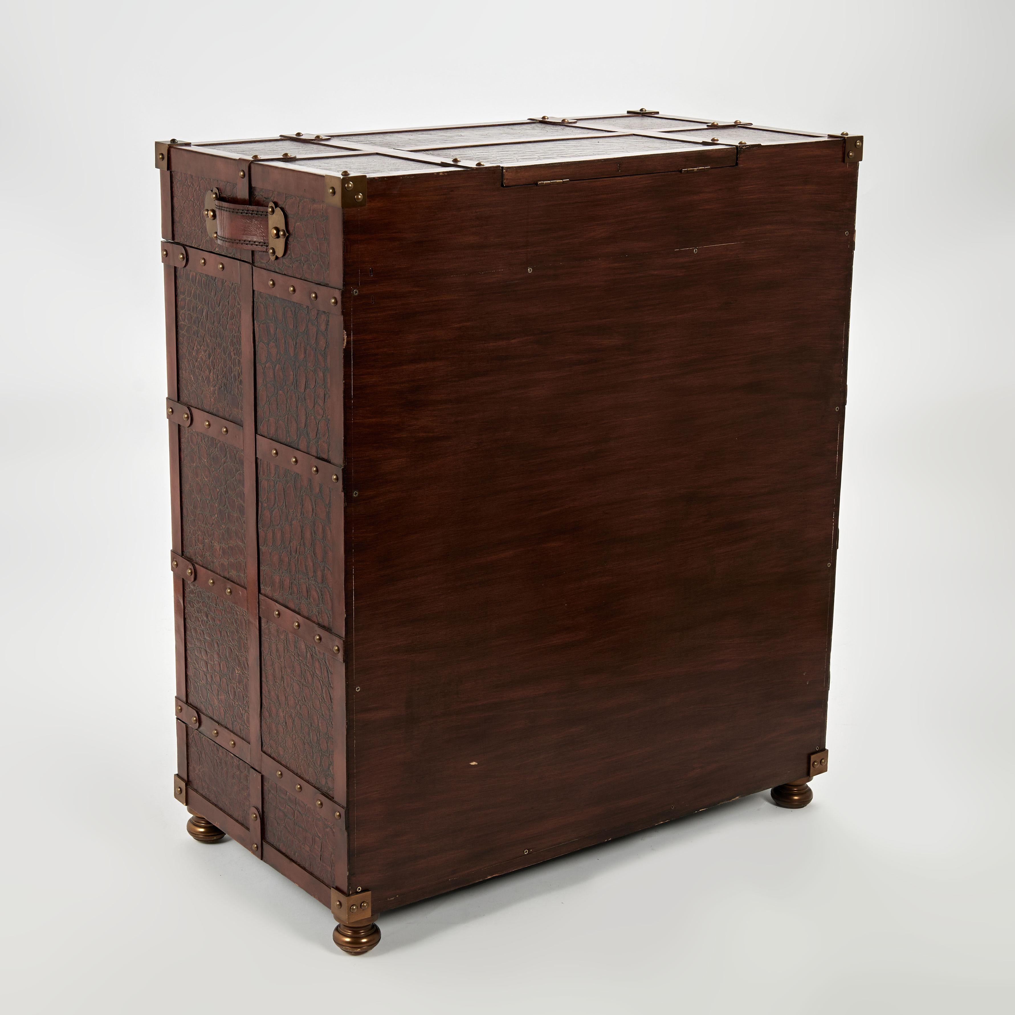 Vintage Faux Alligator Steamer Trunk Bar by Maitland Smith For Sale 6