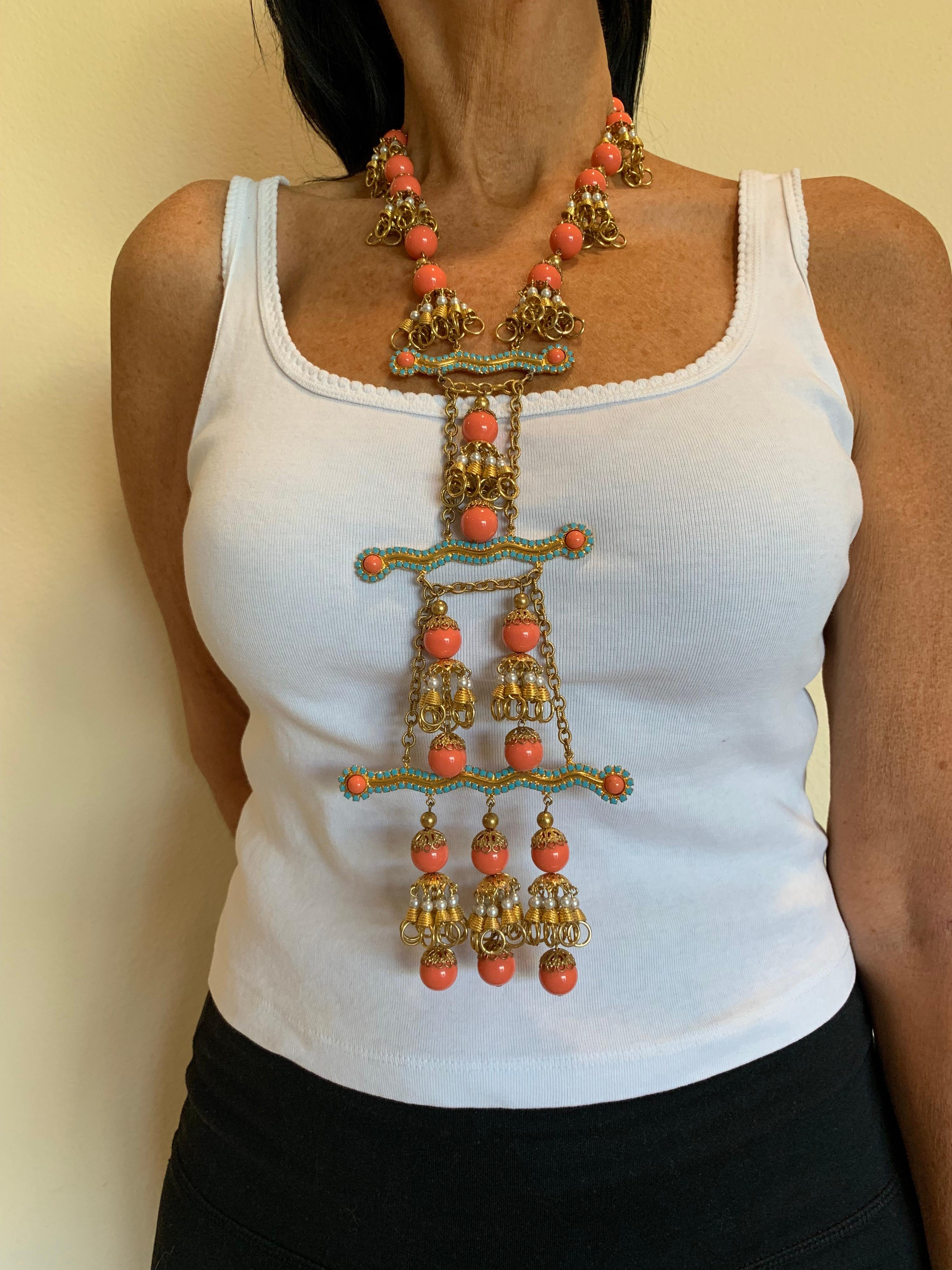 coral statement necklace