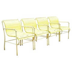 Vintage Faux Bamboo Aluminum Yellow Hauser Pool Patio Dining Chairs - Set or 4