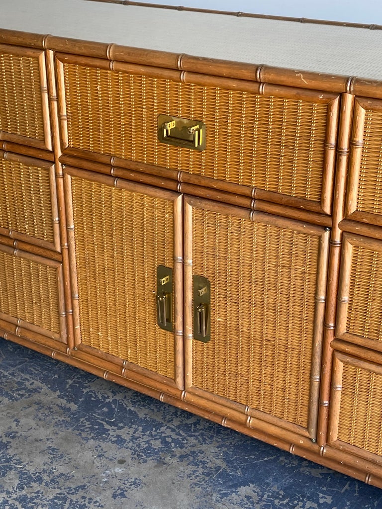 Vintage Faux Bamboo and Rattan Campaign Style Sideboard or Dresser at 1stDibs vintage bamboo