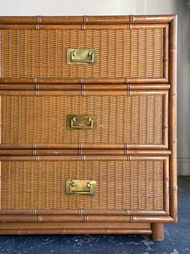 Vintage Faux Bamboo and Rattan Campaign Style Sideboard or Dresser at 1stDibs vintage bamboo