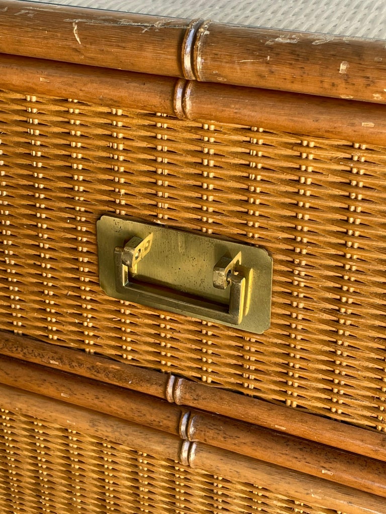 Vintage Faux Bamboo and Rattan Campaign Style Sideboard or Dresser at 1stDibs vintage bamboo