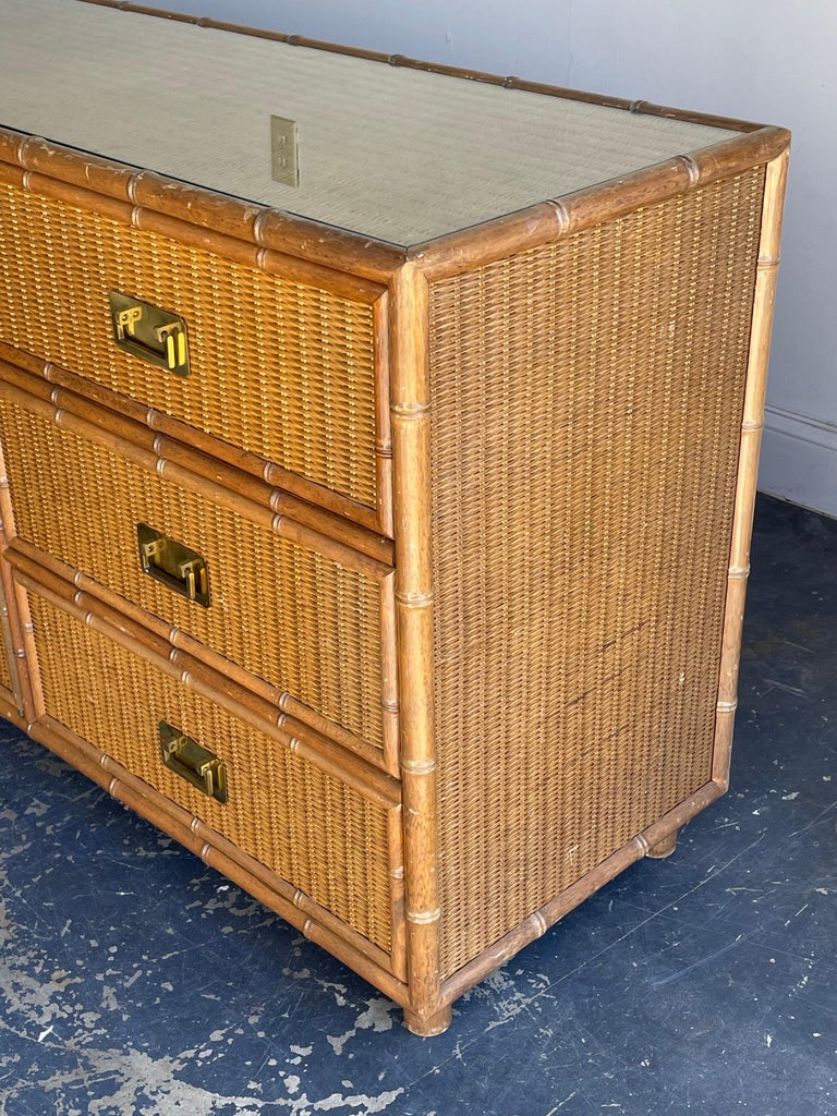 Vintage Faux Bamboo and Rattan Campaign Style Sideboard or Dresser at 1stDibs vintage bamboo