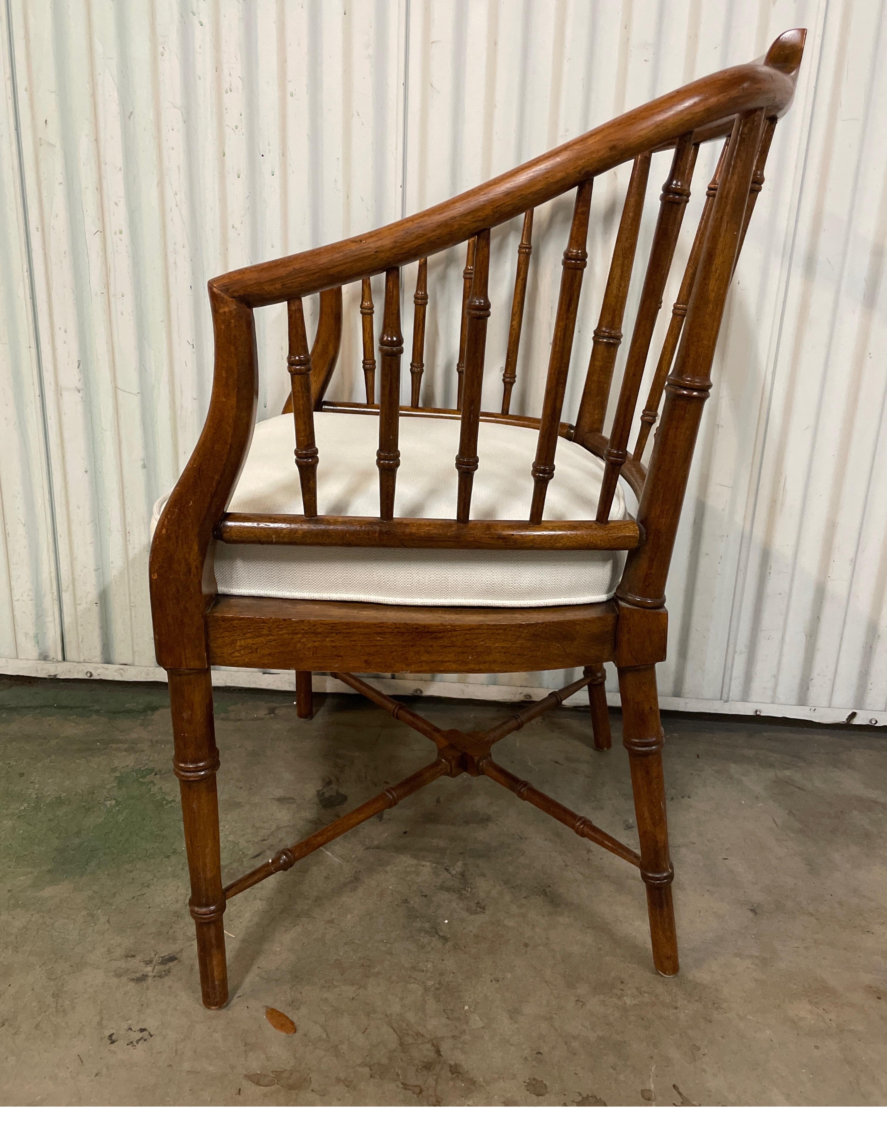 Vintage Faux Bamboo Armchair In Good Condition For Sale In West Palm Beach, FL
