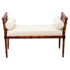 Vintage Faux Bamboo Armed Bench