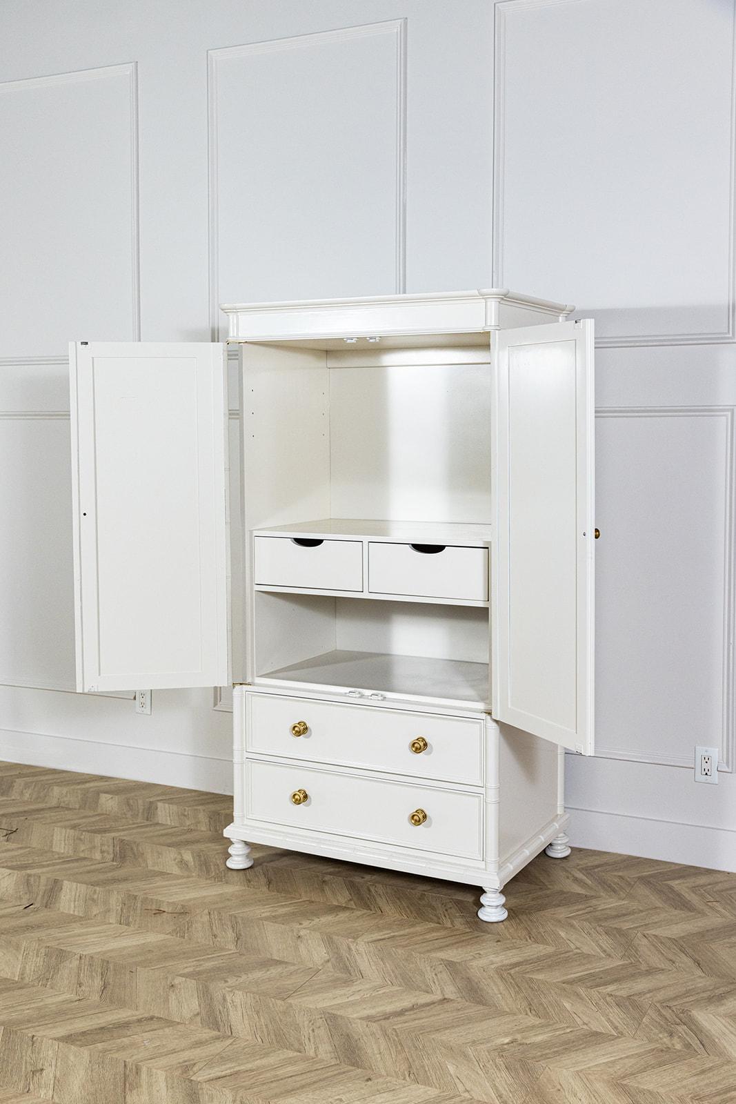 white vintage armoire