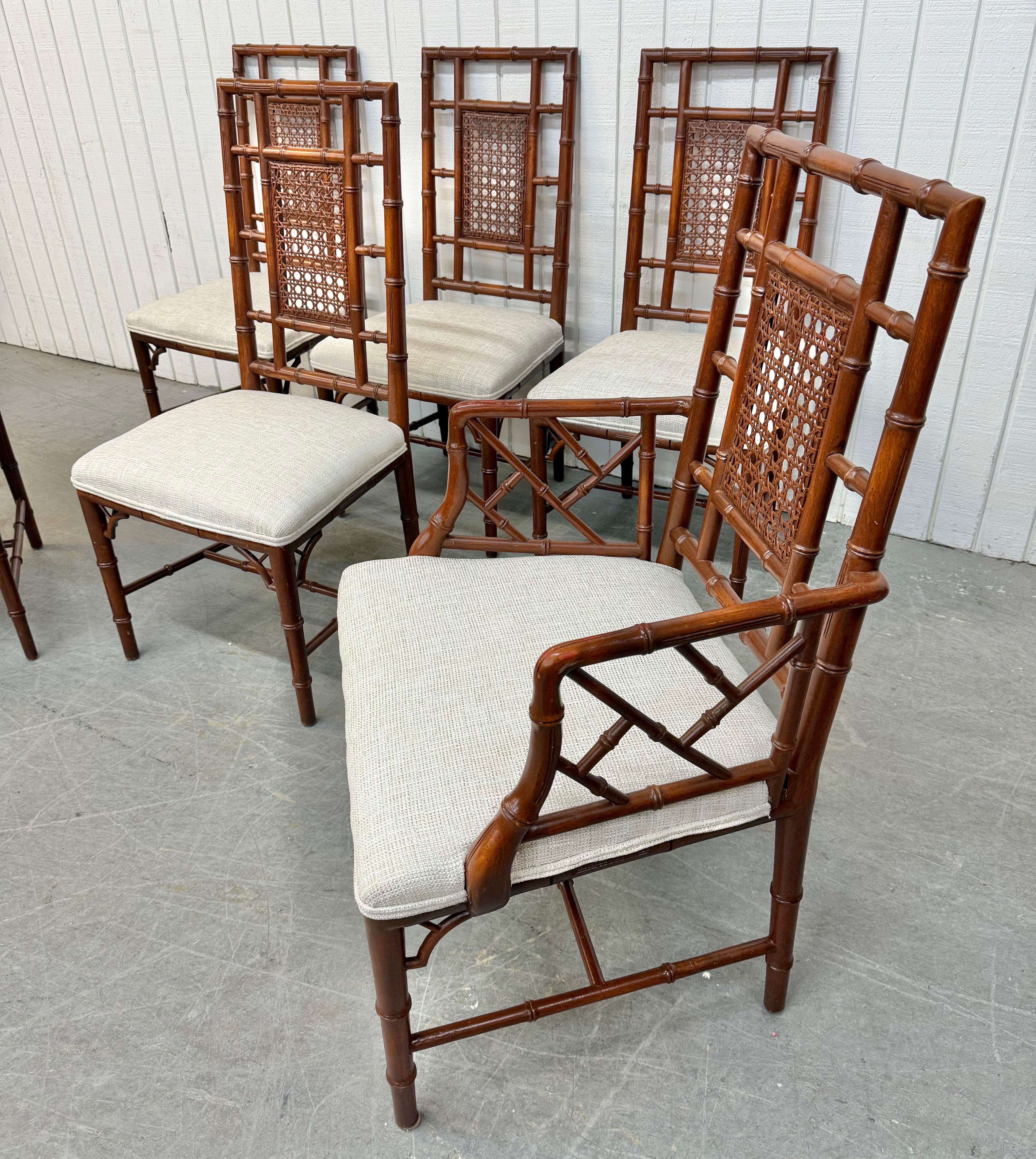 Mid-Century moderno Sedie da pranzo con schienale a canne in finto bambù vintage - Set di 6 in vendita
