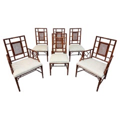 Sedie da pranzo con schienale a canne in finto bambù vintage - Set di 6
